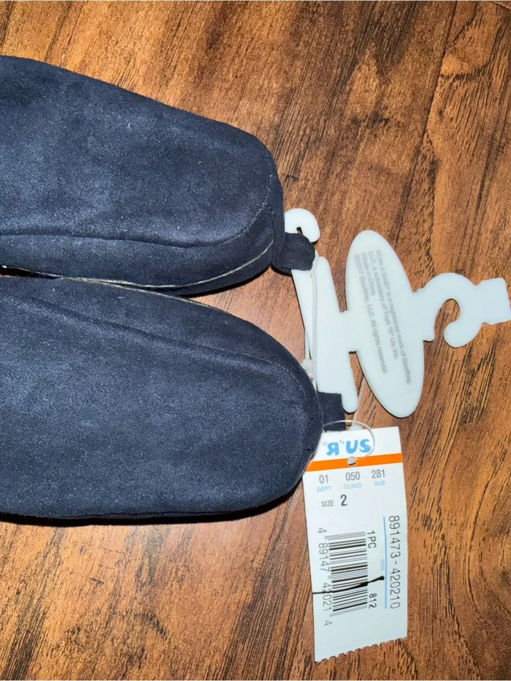 Koala Kids Navy Suede-Look Baby Moccasins with Plaid Lining
